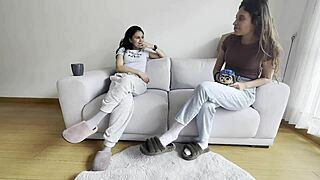 i have the urge to eat my friend's pussy at her house. exploring lesbian desires in a homemade setting with fingering and orgasm.