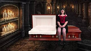 Granny Peggy Sue enjoys pegging, sucking, and swallowing in a fun vampire-themed session.