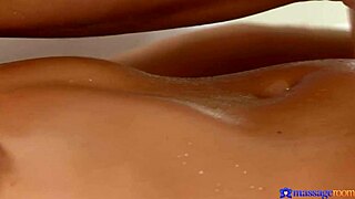 She explored every inch of her perfect natural body in the massage rooms