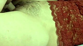 Cummed on hairy pussy hot wife fucks missionary