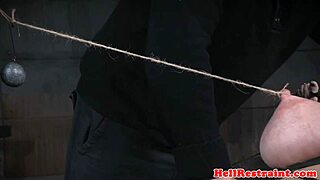 The bdsm sub gets her ass penetrated by a sex machine.