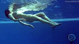 watch lina mercury chilling in red lingerie underwater