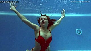 watch lina mercury chilling in red lingerie underwater