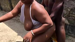 european bbw bitch with huge natural tits gets helped and fucked hard outdoor 😈