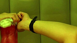 Giant wolf invades student's mouth with rough tongue.