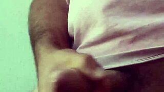 Ella plays with my precum while recording, ends in jerking and her covered in cum