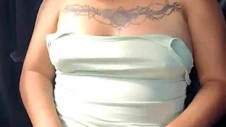 showing panties and tits in car on highway