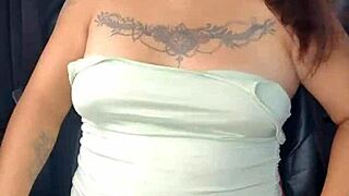 showing panties and tits in car on highway