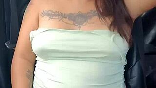 showing panties and tits in car on highway