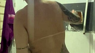 Making a video call to my neighbor while my cuckold watches football in the room