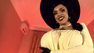 lady dimitrescu is having a wild time fucking in costumes with big tits and ass