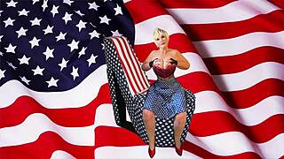 Granny America Licks Patriotic Cock And Gets Creampie