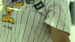 Making a video call to my neighbor while my cuckold watches football in the room