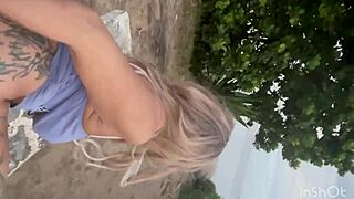 beach encounter with a playful girl on the rocks at arpoador in public pov