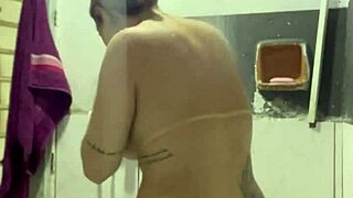 Making a video call to my neighbor while my cuckold watches football in the room