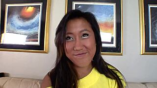 Asian mom sucking big cock in bed with doggystyle fingering and gaping