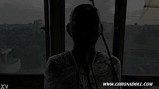 Watch me in this 1mm rubber mask, bound and ready for outdoor bondage play