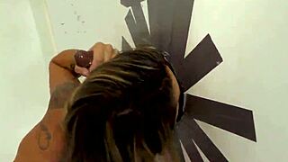 Gloryhole blonde gets smashed and sucks big black cock 😏