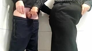 gorgeous milf jerks me off in public toilet 😏