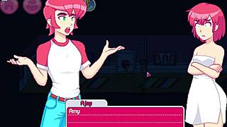 Step sister drops towel in the shower