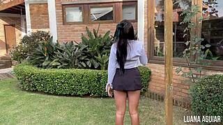 Oh wow, that naughty collegial girl is up to mischief during break!