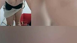 Mature milf masturbates big natural tits in lingerie solo