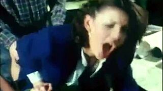 secretary's mouth stuffed with cock and ass pounded 😈