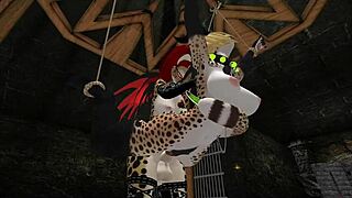 demon hunter blows and fucks furry monsters in cartoon style.