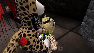 demon hunter blows and fucks furry monsters in cartoon style.