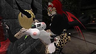 demon hunter blows and fucks furry monsters in cartoon style.