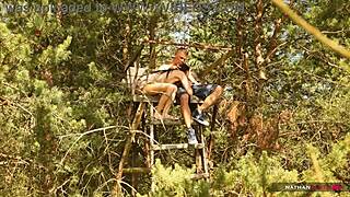 Hot brunette gets teased with rough forest dicking for intense 4k orgasm