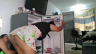 the fridge has a water leak so i call the neighbor to help and she starts massaging my big butt