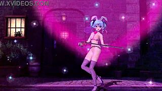 hatsune miku in project diva nude mod, full bunny costume, looking hot and sexy