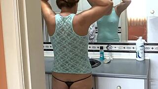 Great compilation of my latina wife preparing for sex in the bathroom 😍