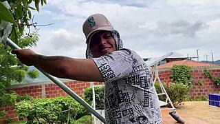 My farm employee watches me masturbate and i seduce him to fuck me