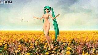 Hatsune Miku and Levan Polka in project diva nude mod