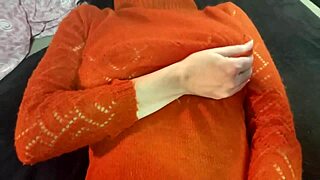 Czech European Brunette Sweater Girl Fingers Hairy Pussy To Orgasm