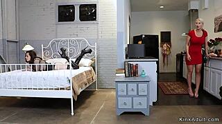 brunette teen lesbian fists stepmom's ass