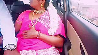 The beautiful south Indian housewife says, 'Let's have car sex with dirty talks.'