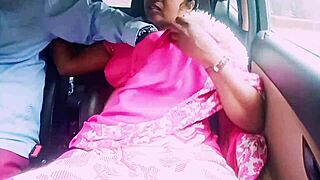 The beautiful south Indian housewife says, 'Let's have car sex with dirty talks.'