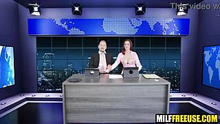 hot milfs get freeused during a news broadcast.