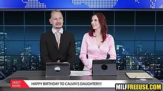 hot milfs get freeused during a news broadcast.