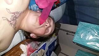 Wife gets double dicked with dildo while sucking