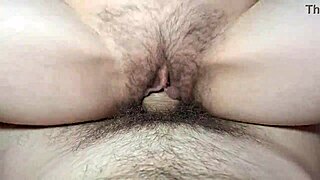 Hairy pussy girl rides dick in homemade couple sex