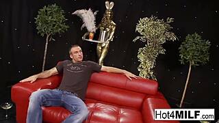 Big Boobed Blonde Milf Gets Dicked Down In Her White Stockings