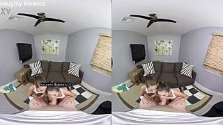 Vr threesome - riley reid and melissa moore - naughtyamericavr com, featuring group sex and reality.