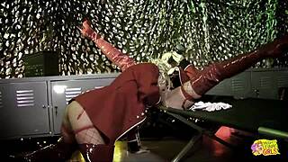 Three hot girls in retro uniforms fuck a stud