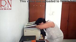 sexretary security cam in office stupid secretary and scanner scans boobs and pussy on mfp 1