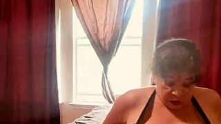 Intense masturbation with big tits on display