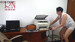 sexretary security cam in office stupid secretary and scanner scans boobs and pussy on mfp 1